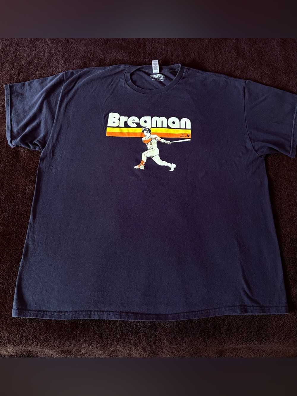 Houston Astros x Breaking T x Alex Bergman #2 navy blue tee men’s 2XL